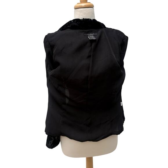 ECI Top Sz 8 Black Silk Velvet Burnout Jacket Floral 2 Button Y2K Whimsigoth - Picture 9 of 14